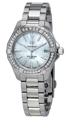 Tag Heuer aquaracer mother of pearl diamond watch
