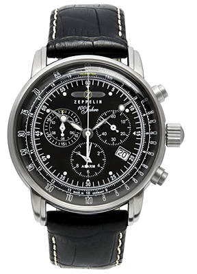 Zeppelin domed crystal chronograph watch