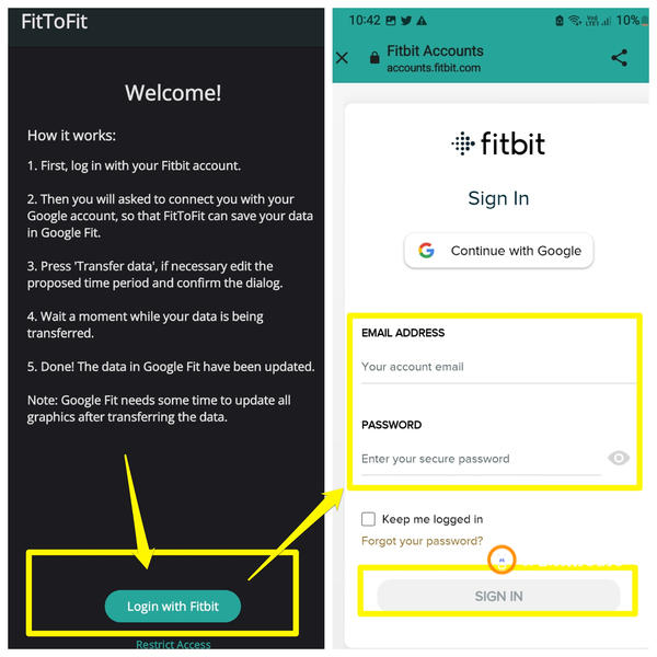 how to connect fitbit to google fit