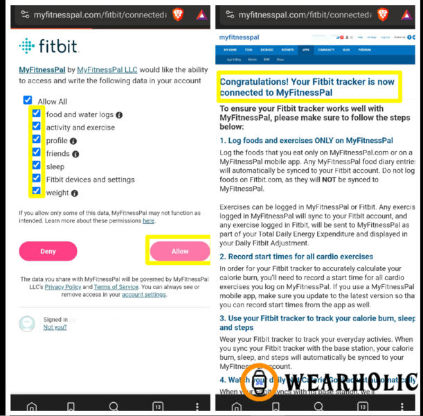 Sync Fitbit to MyFitnessPal